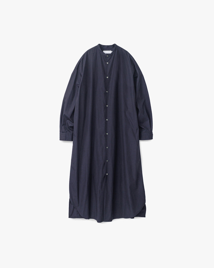 High Count Broad Oversized Band Collar Shirt Dress