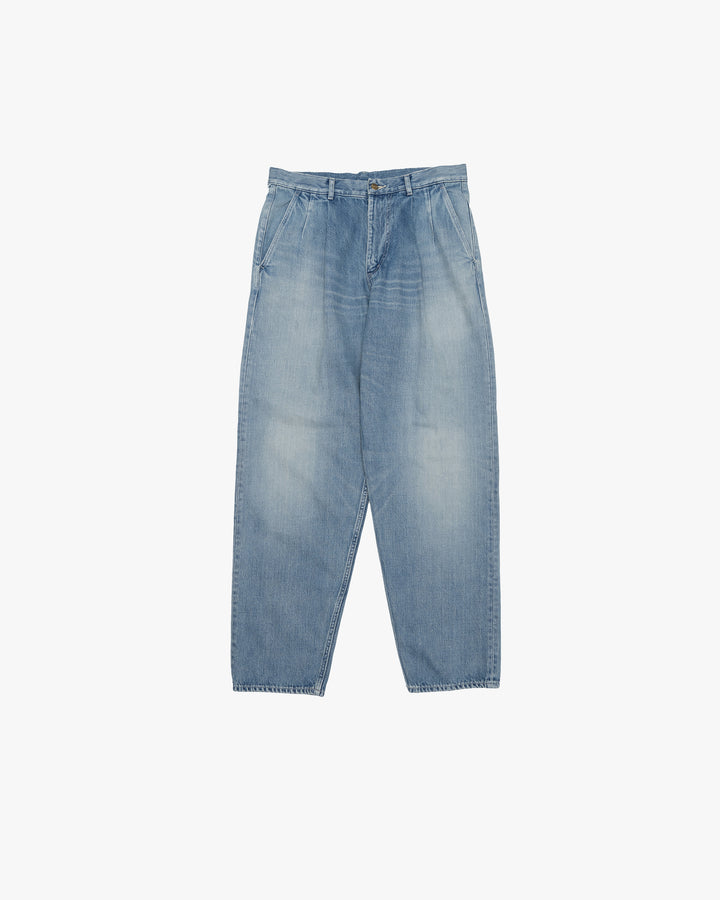 Selvage Denim Two Tuck Tapered Pants -LIGHT FADE-