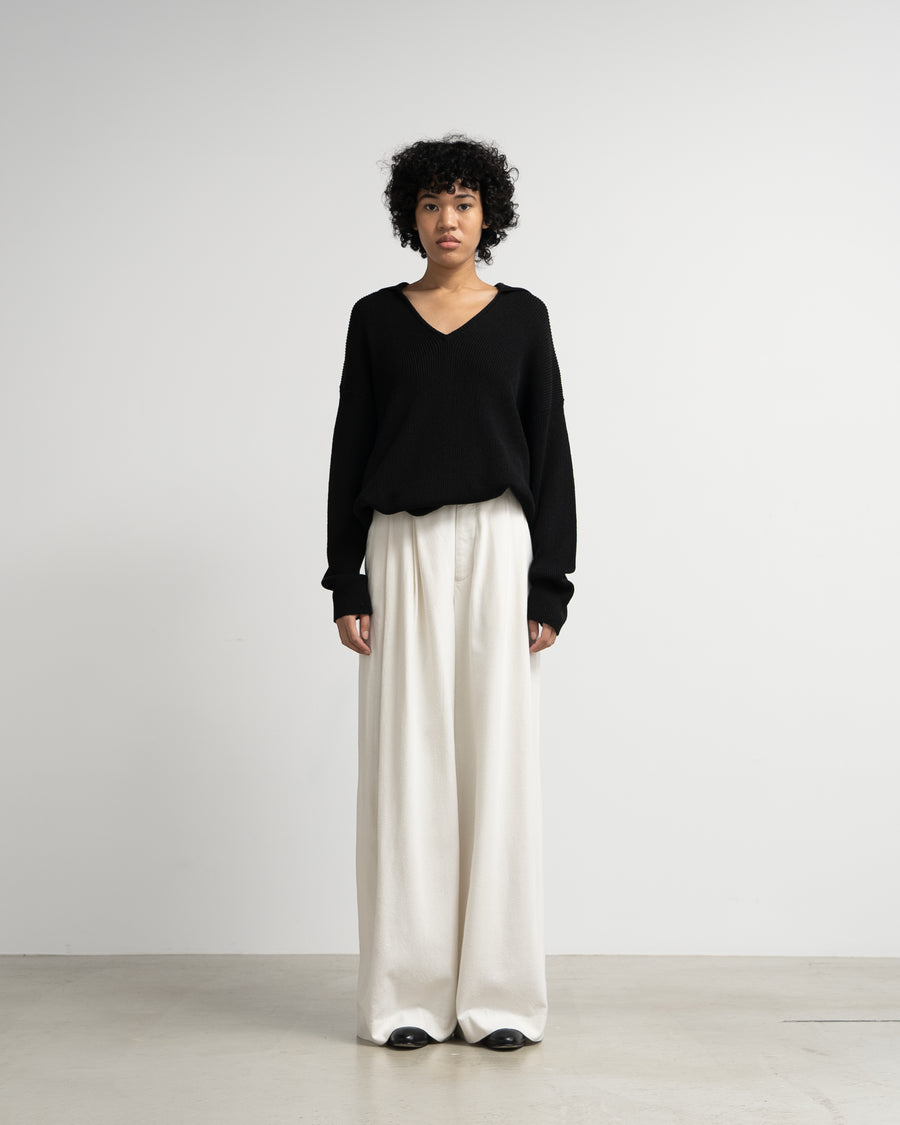 Silk Noil Viscose Two Tuck Wide Pants