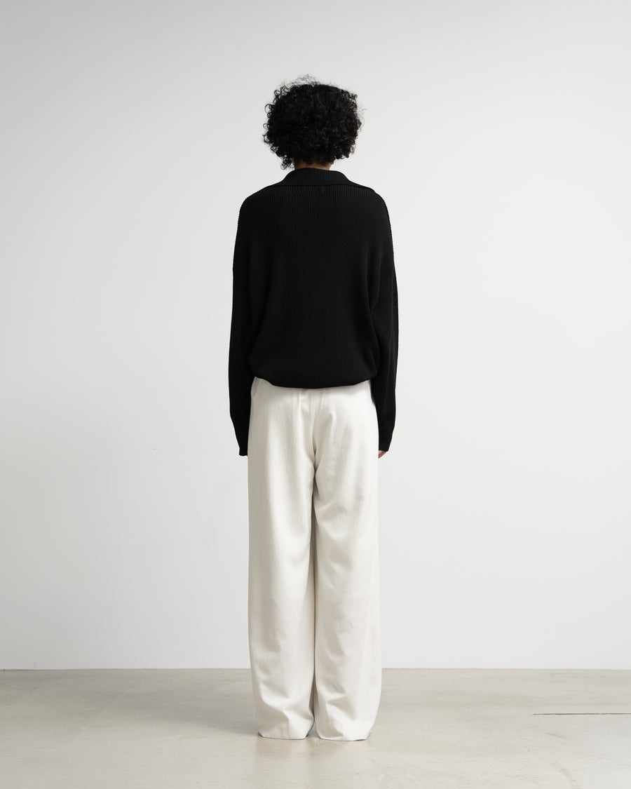 Silk Noil Viscose Two Tuck Wide Pants