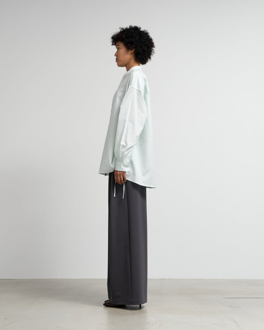 Silicon Lawn Drawstring Band Collar Shirt