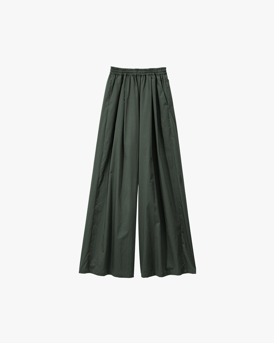 Silicon Poplin Two Tuck Easy Wide Pants