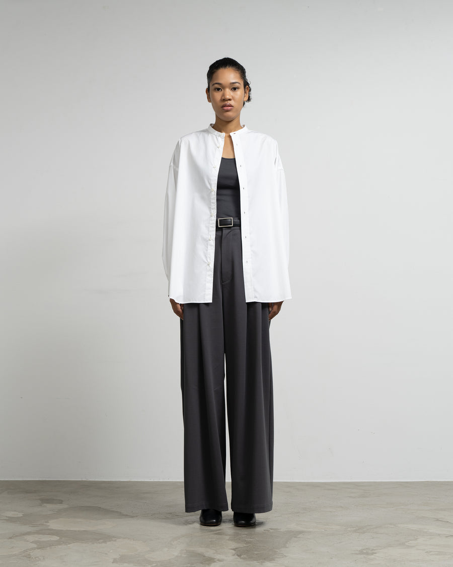 High Count Broad L/S Oversized Band Collar Shirt