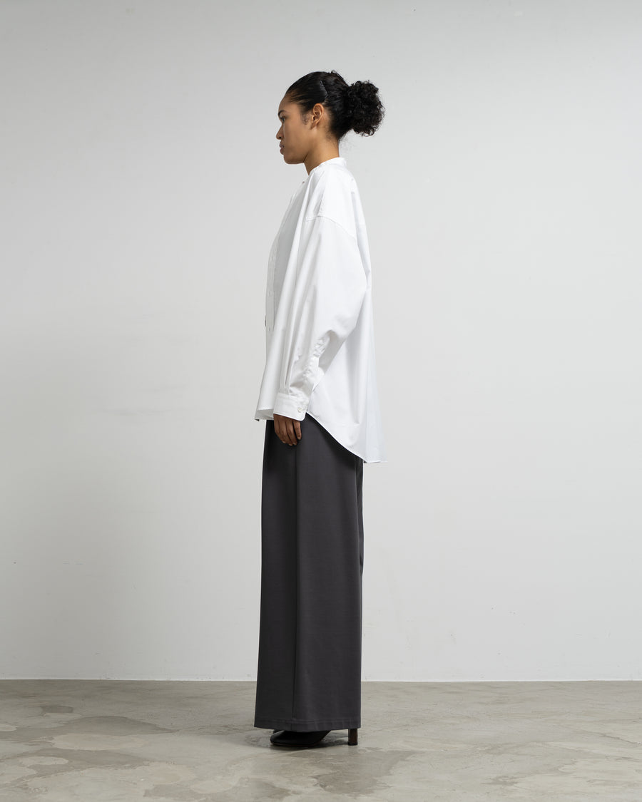 High Count Broad L/S Oversized Band Collar Shirt