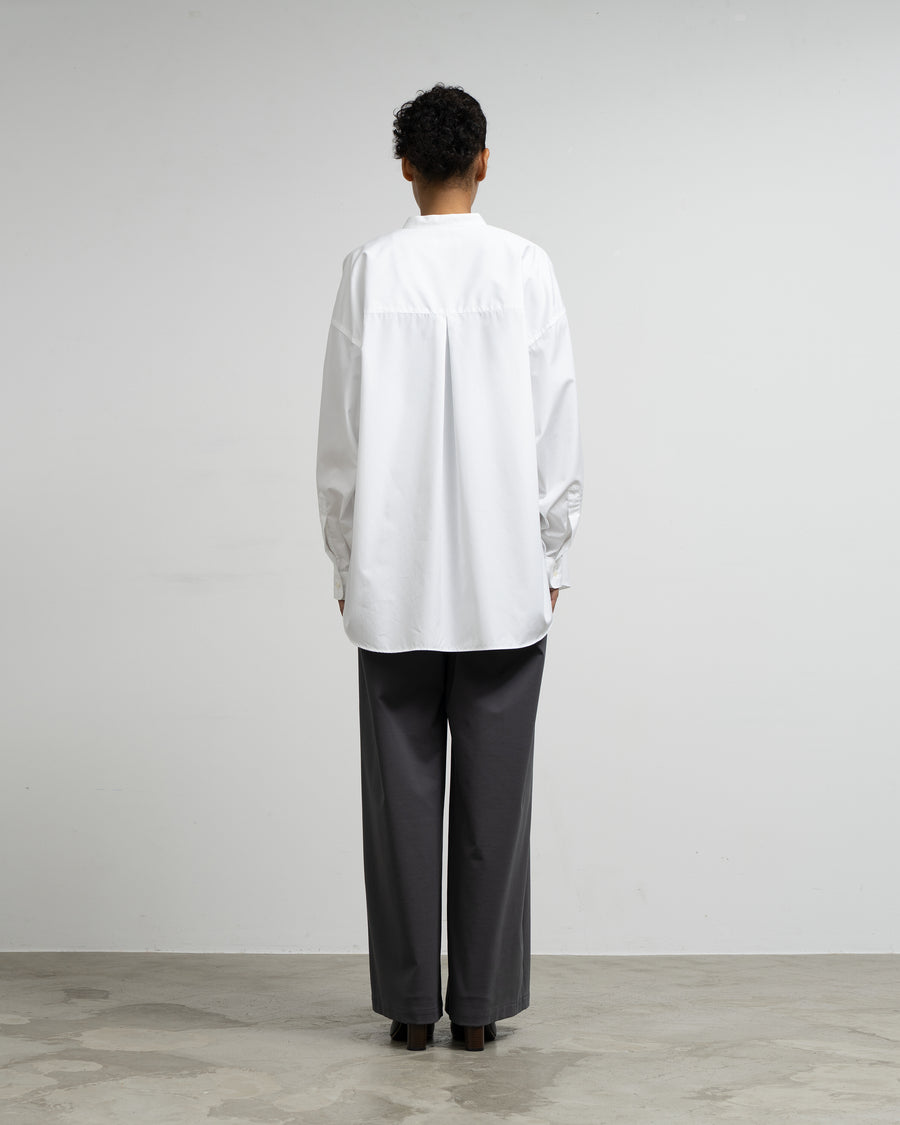 High Count Broad L/S Oversized Band Collar Shirt