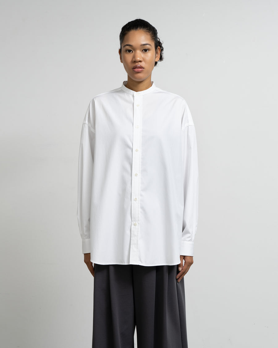 High Count Broad L/S Oversized Band Collar Shirt