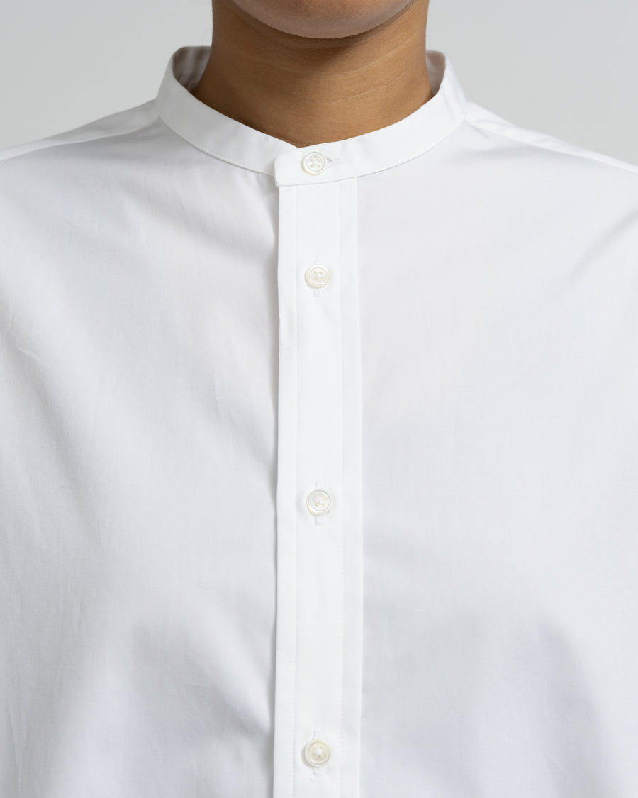 High Count Broad L/S Oversized Band Collar Shirt