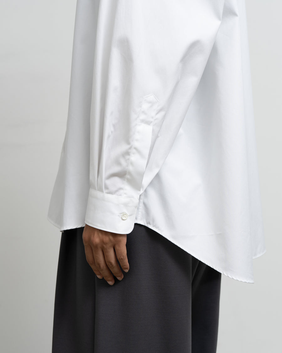 High Count Broad L/S Oversized Band Collar Shirt
