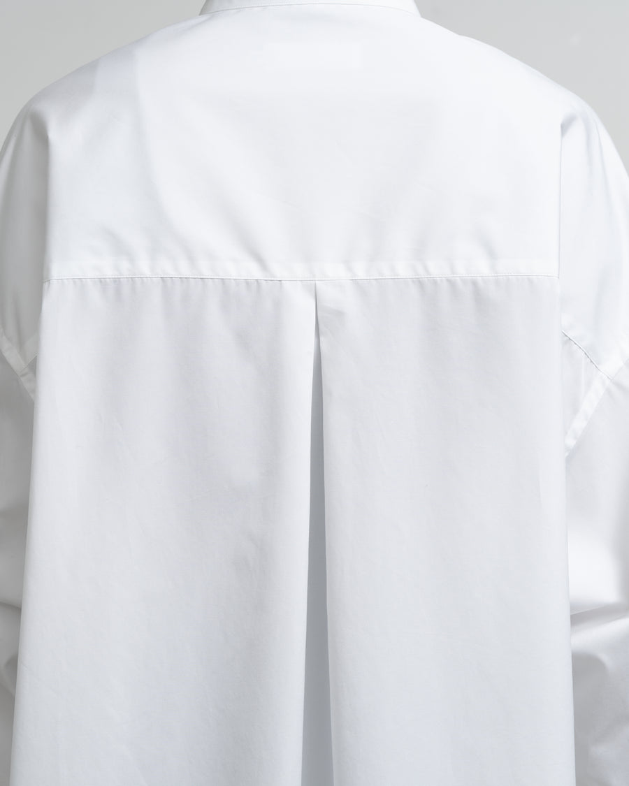 High Count Broad L/S Oversized Band Collar Shirt