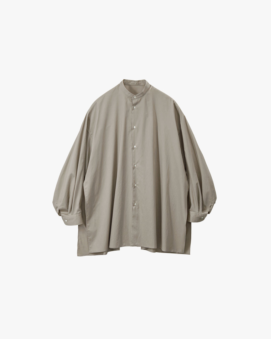 Silicon Poplin Deep Slit Band Collar Shirt