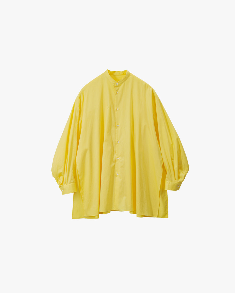Silicon Poplin Deep Slit Band Collar Shirt