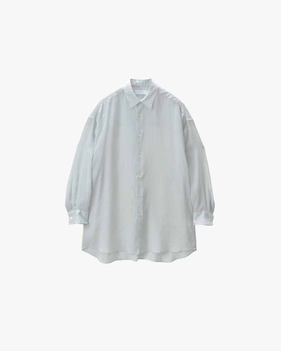 Cupro Stripe Regular Collar Long Shirt