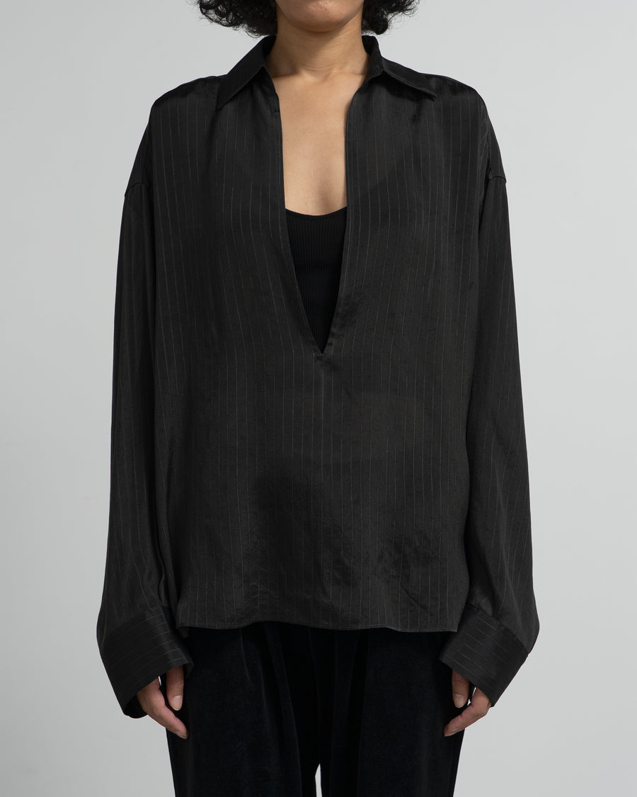 Cupro Striped Skipper Blouse