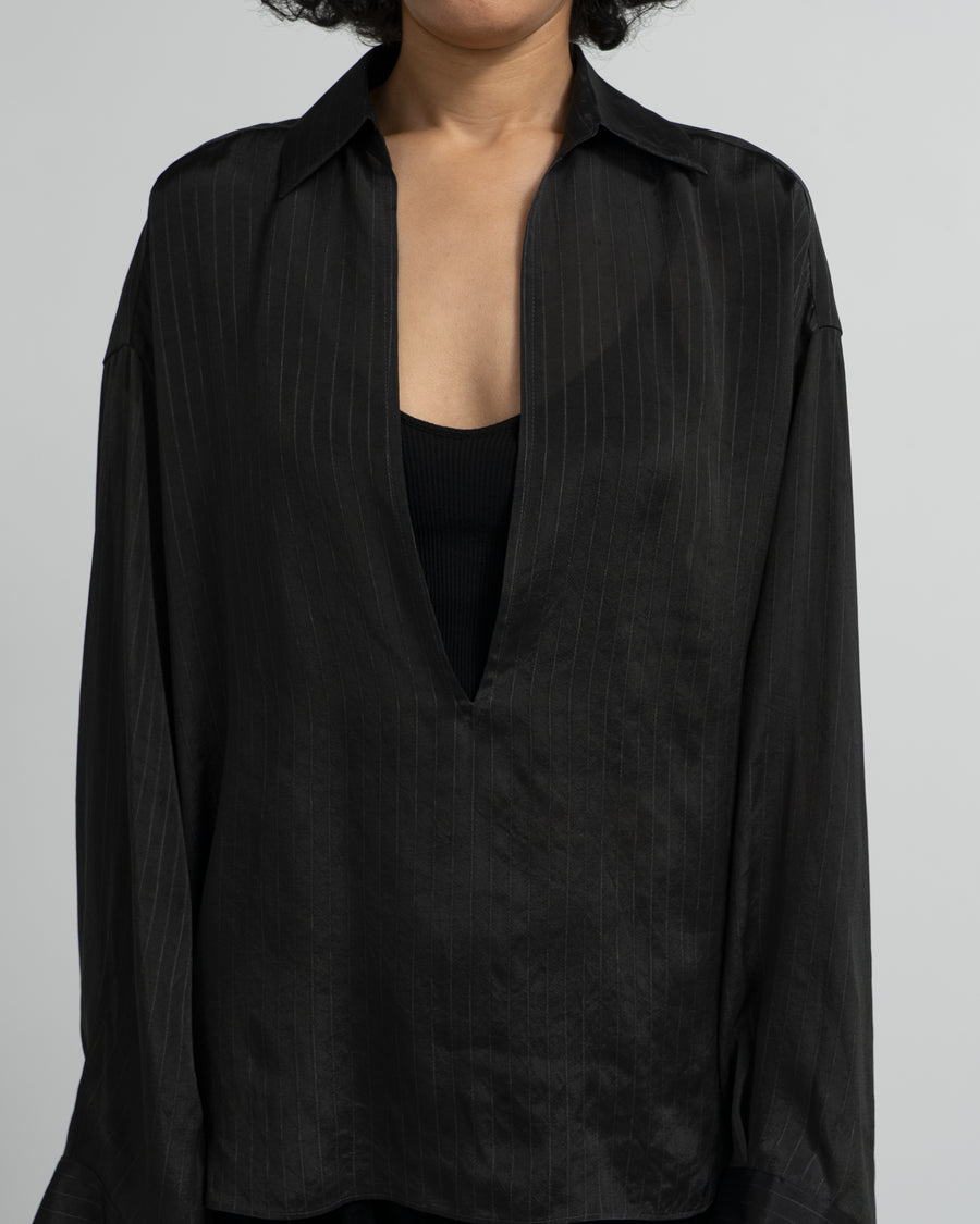 Cupro Striped Skipper Blouse