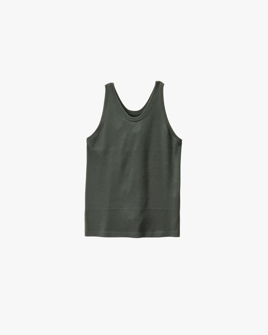 Mercerized Fine Wool Knit Tank Top