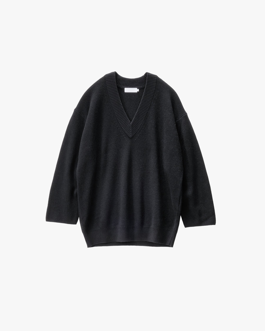 Mercerized Fine Wool Oversized V Neck Knit