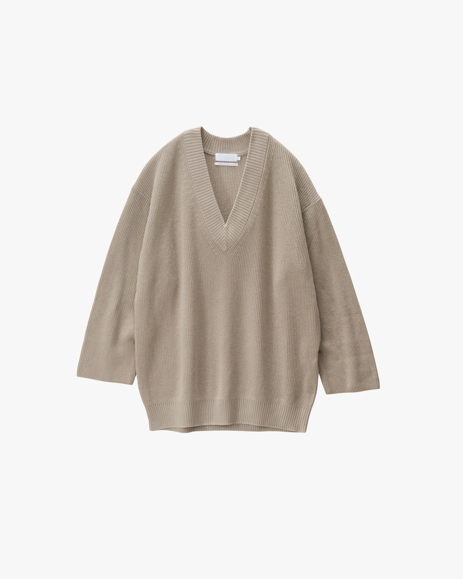 Mercerized Fine Wool Oversized V Neck Knit