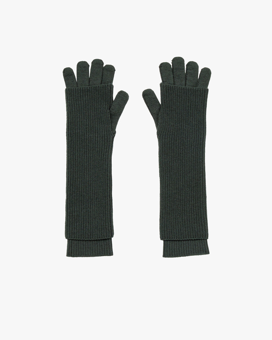 Mercerized Fine Wool Knit Layered Gloves