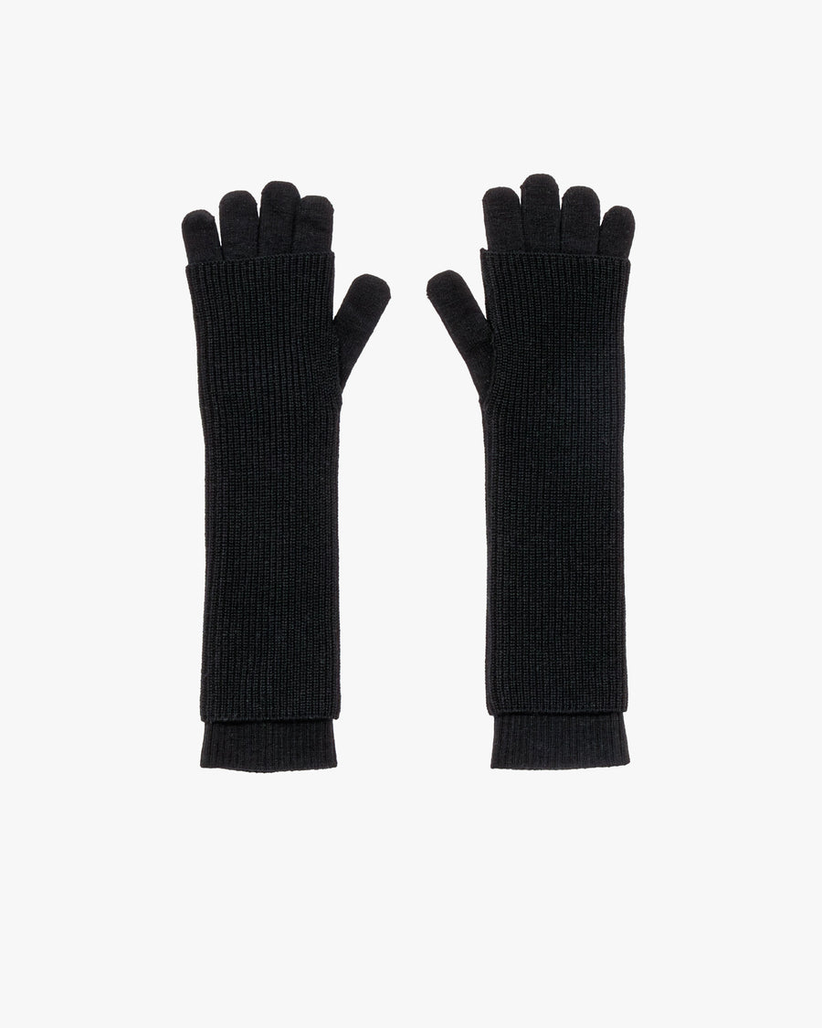 Mercerized Fine Wool Knit Layered Gloves