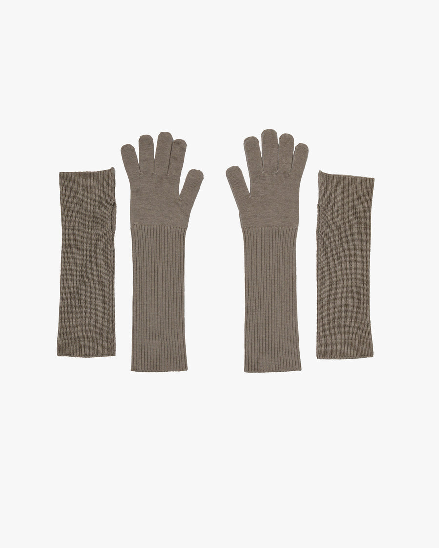 Mercerized Fine Wool Knit Layered Gloves