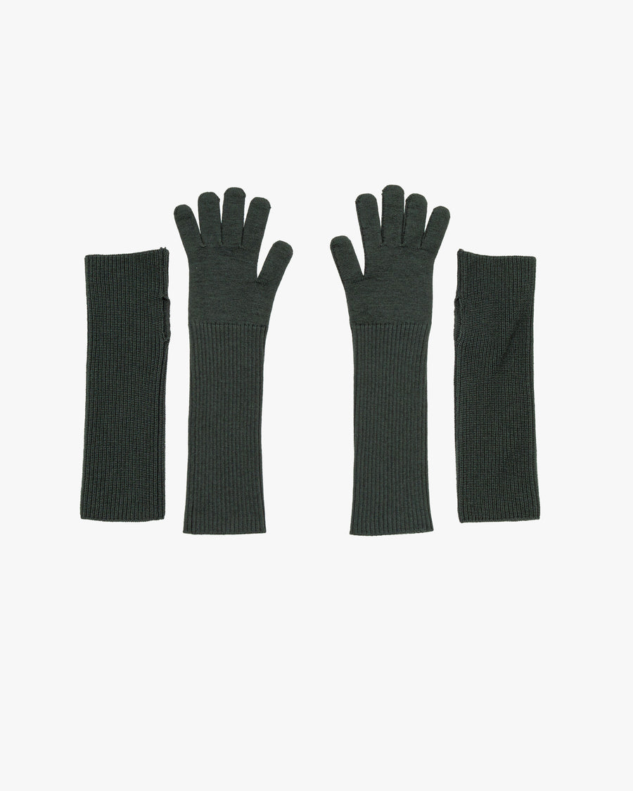 Mercerized Fine Wool Knit Layered Gloves