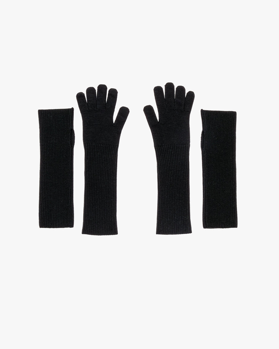 Mercerized Fine Wool Knit Layered Gloves