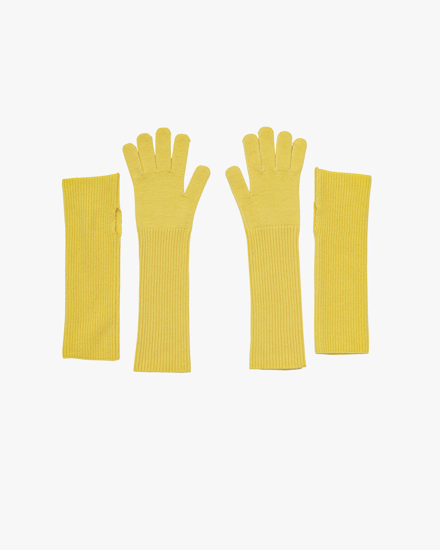 Mercerized Fine Wool Knit Layered Gloves