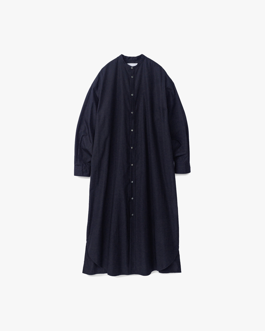 High Count Broad Oversized Band Collar Shirt Dress