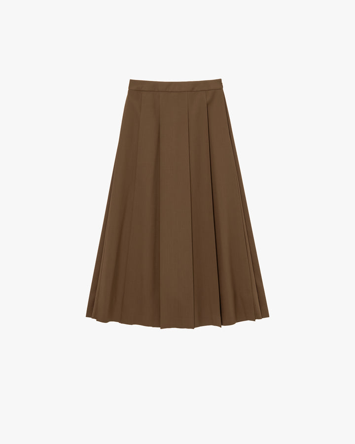 Wool Ripstop Box Pleats Skirt