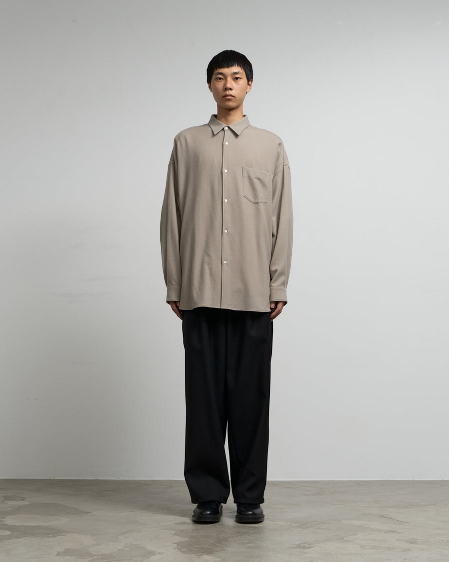 Extra Fine Wool Viyella Oversized Regular Collar Shirt