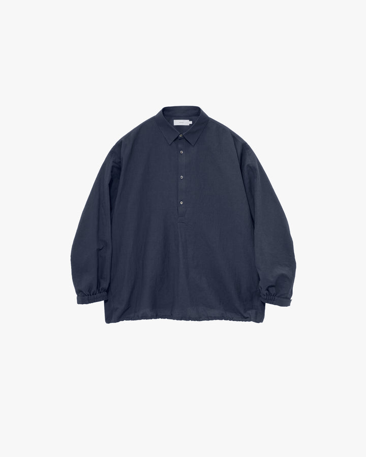Cotton Linen Seersucker Long-Sleeve Pullover Shirt