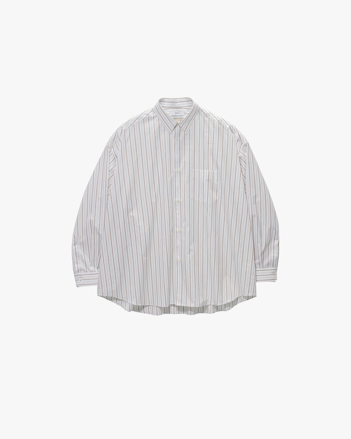 SIDOGRAS Brown Stripe L/S Oversized Regular Collar Shirt