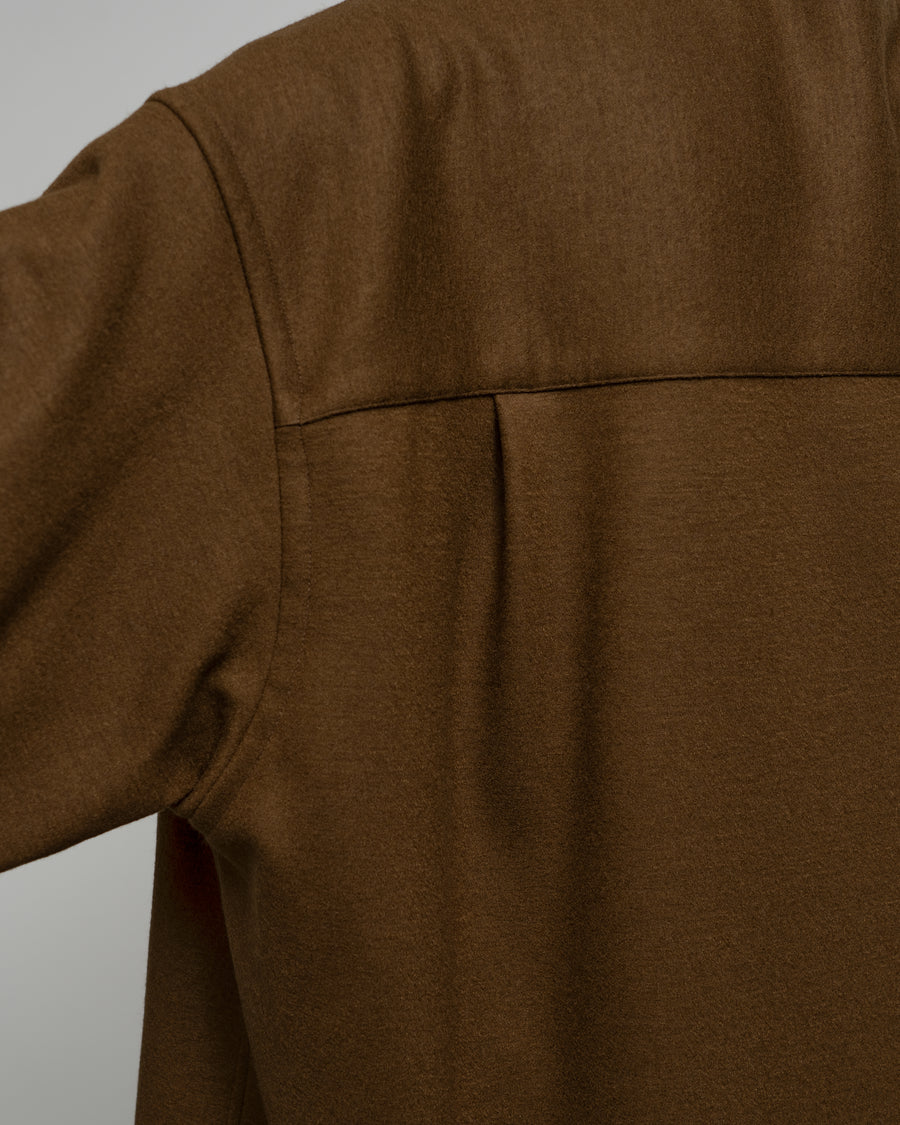 Wool Smooth Flannel Oversized Band Collar Shirt