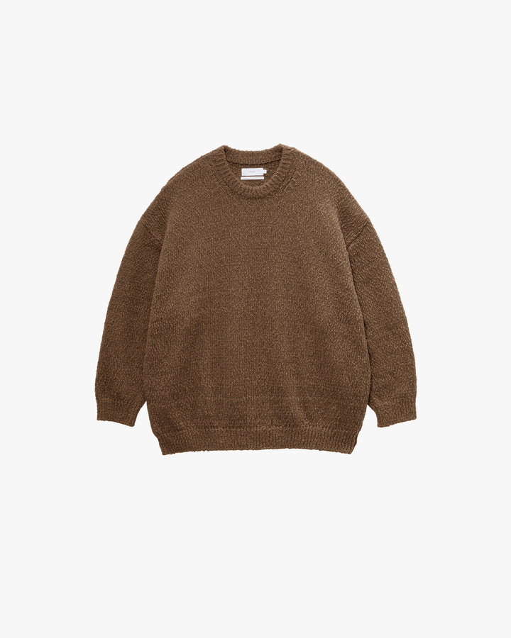 Cotton Wool Slub Oversized Crew Neck Knit