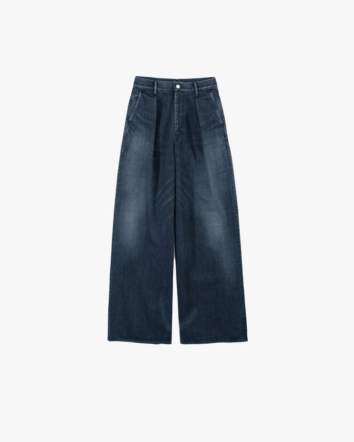Selvage Denim Two Tuck Wide Pants -DARK FADE-