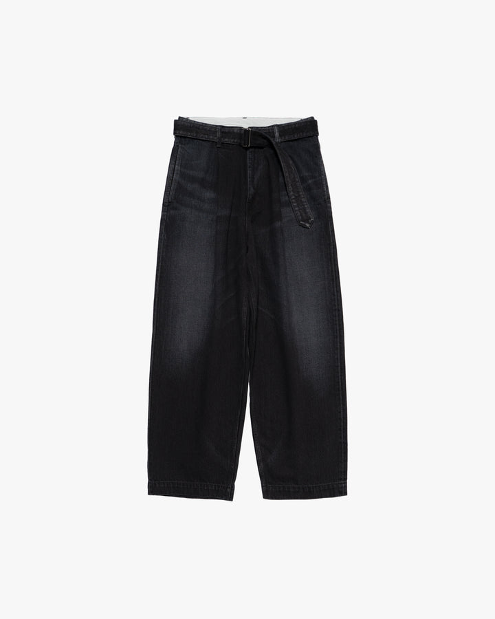 Selvage Denim Belted Pants -DARK FADE-