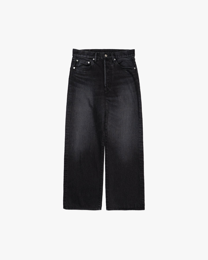 Selvage Denim Five Pocket Wide Straight Pants -DARK FADE-