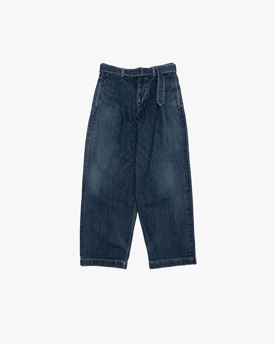 Selvage Denim Belted Pants -DARK FADE-