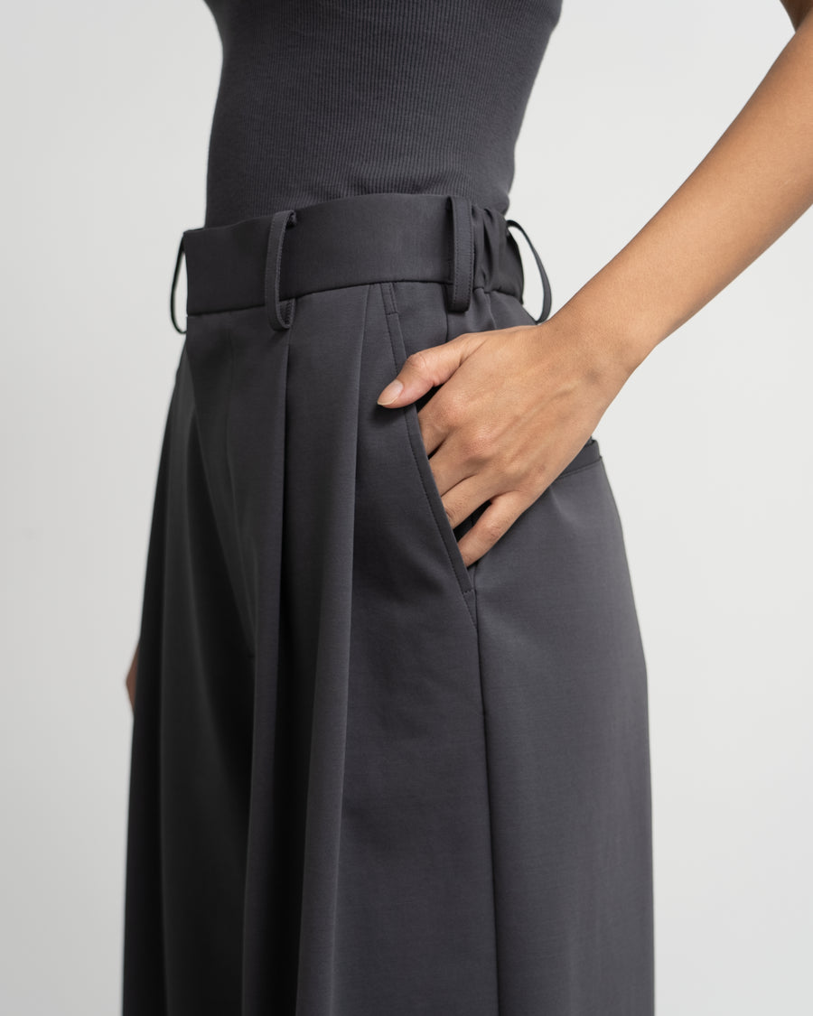 Compact Ponte Two Tuck Wide Pants